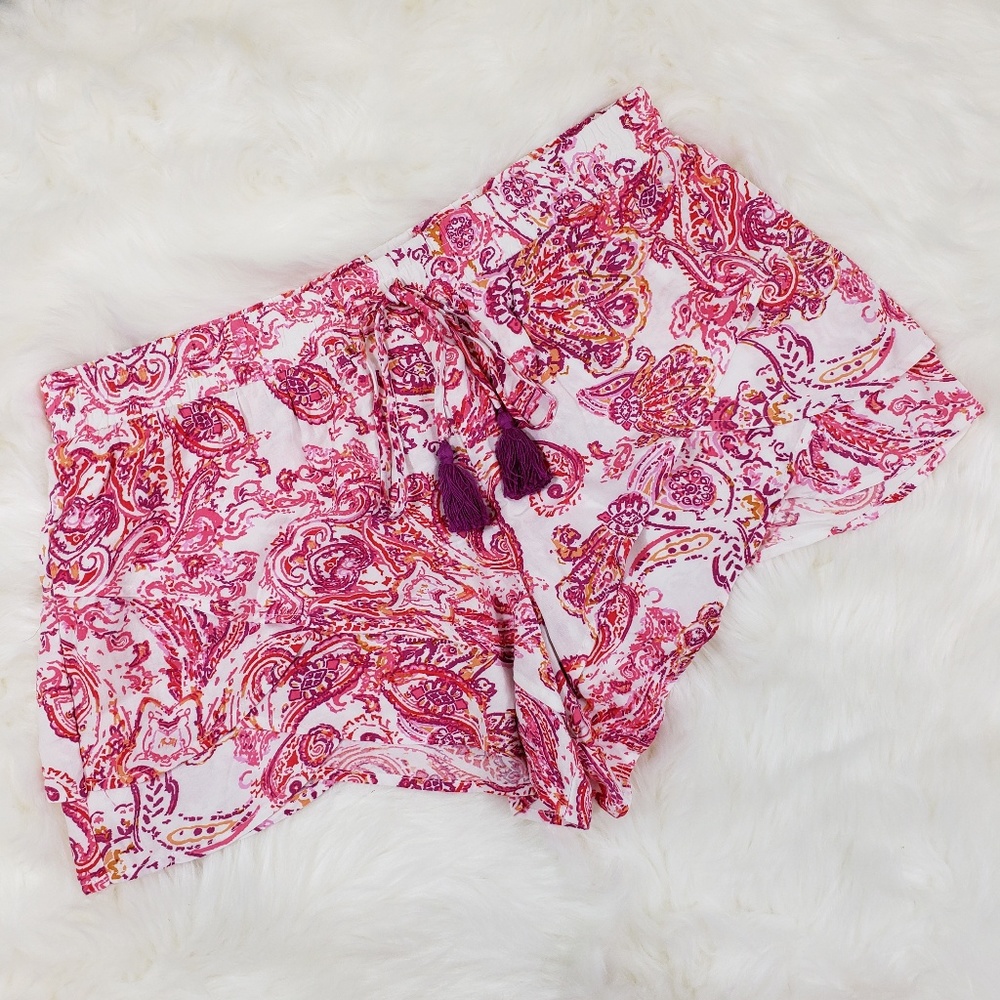 Gianni Bini Pink Paisley Shorts with Tassels NWT
